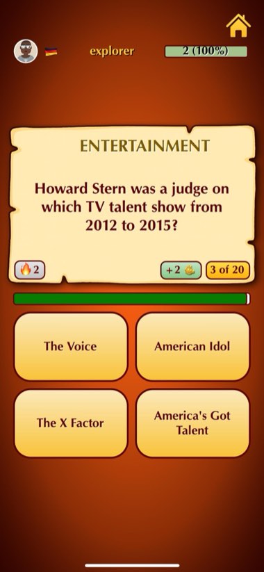 Triviarena entertainment question